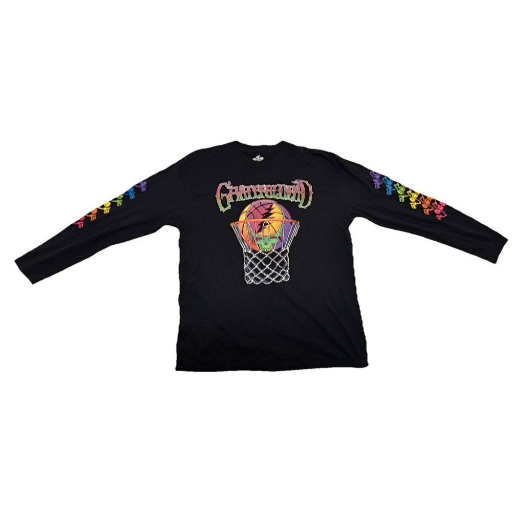 Hollister Grateful Dead Basketball Skeleton Long Sleeve T-Shirt Black Large